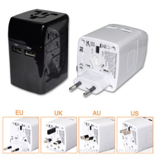 Pantone Color Multi-nation Travel Adapters, 2.5A Dual-USB Port, CE, RoHS, FCC, SGS Mark
